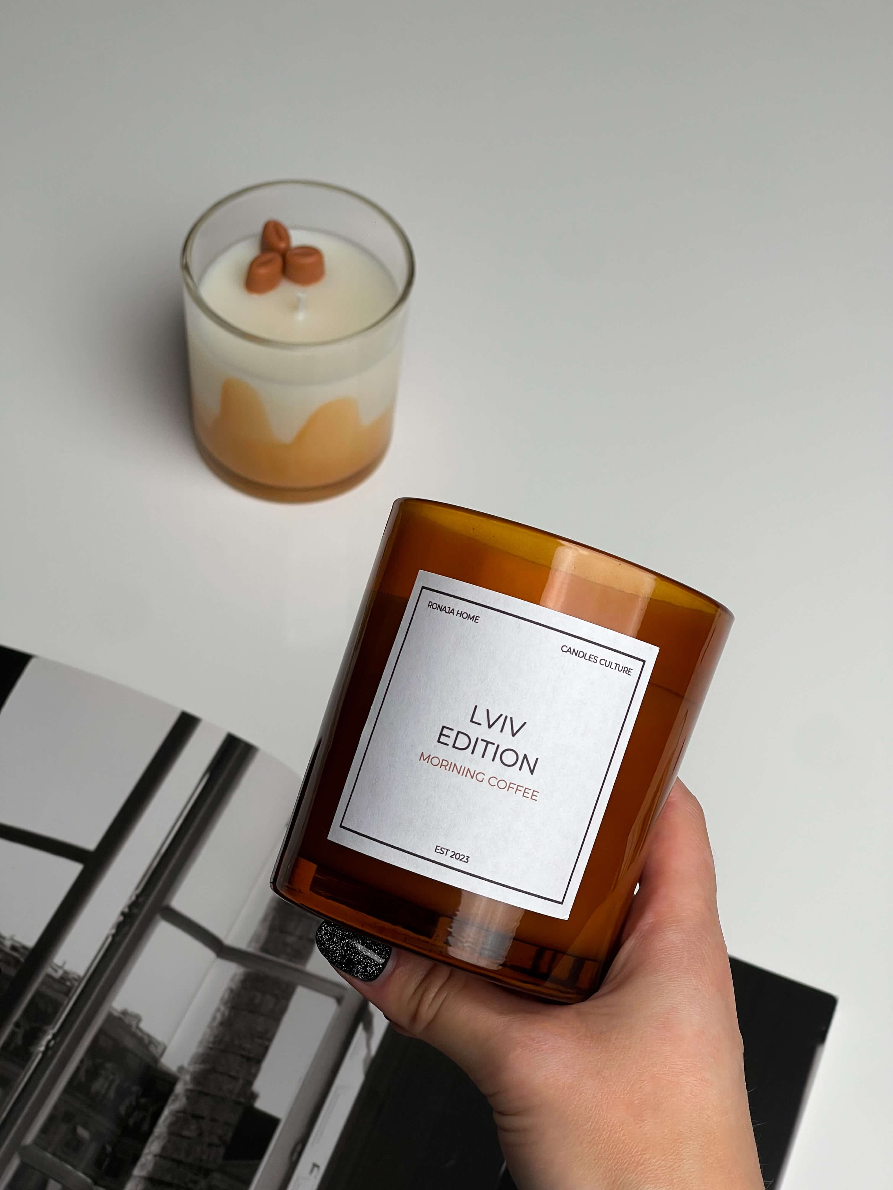 Container candle in a glass jar