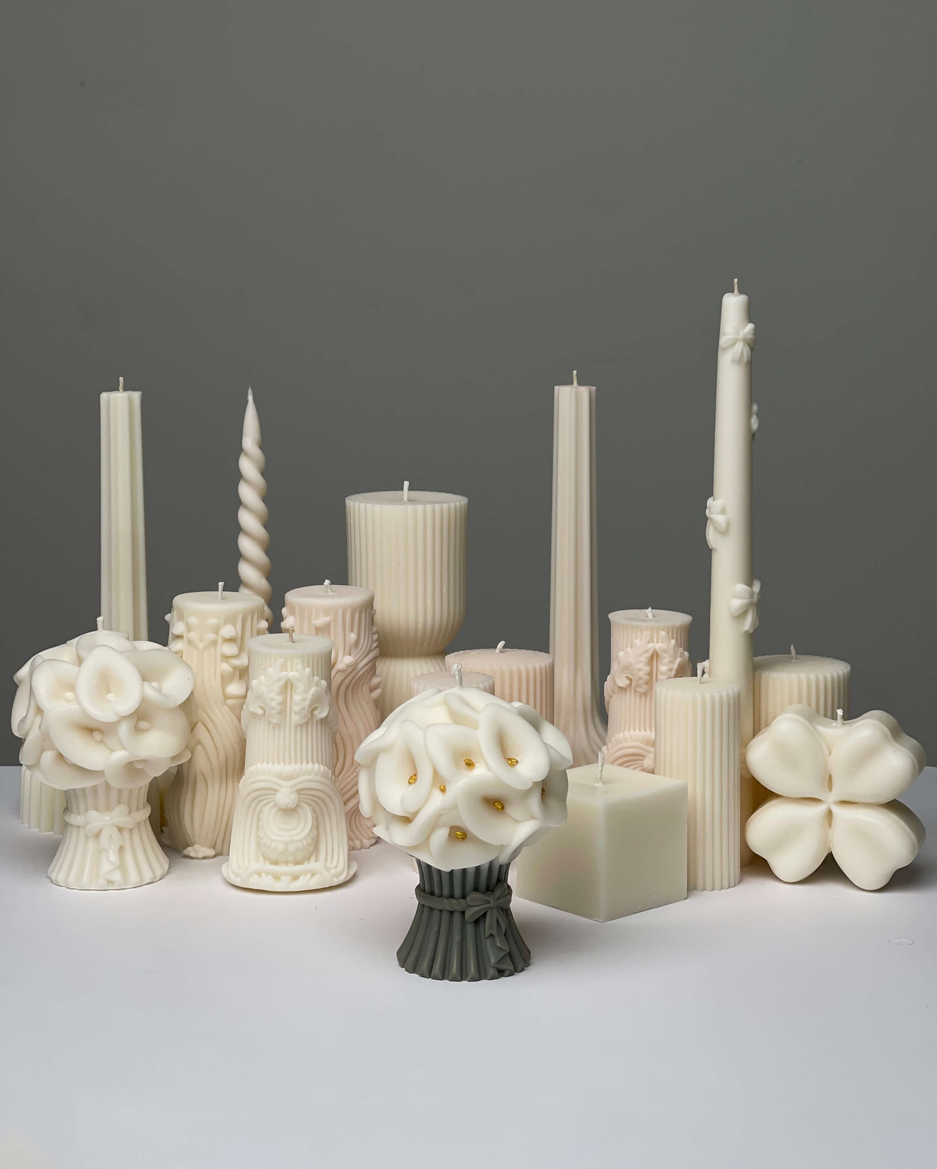Pillar candles in soft colours